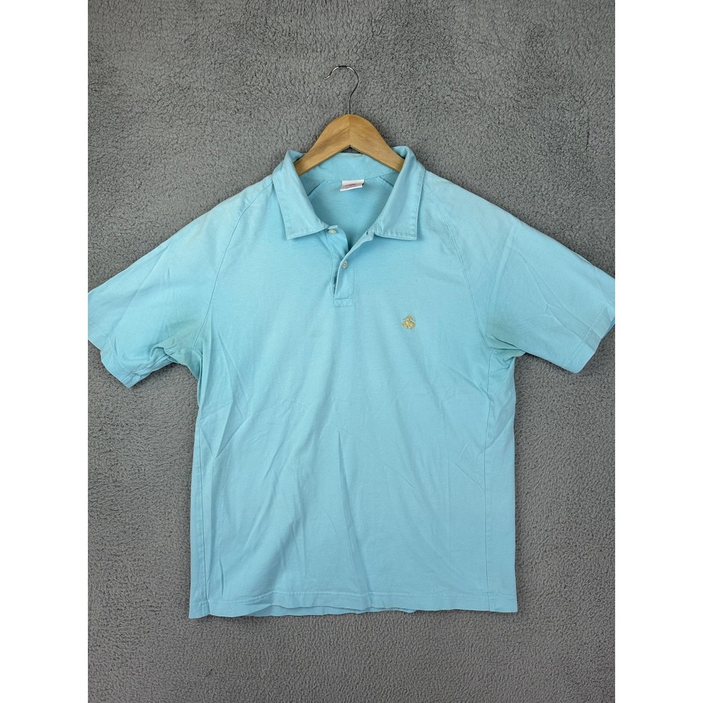 Brooks Brothers Polo Shirt Mens Large Light Blue 346 Golden Fleece Logo Golf